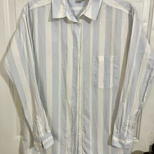 ASOS Light Blue and White Vertical Stripe Button-Down Shirt